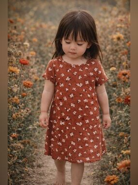 Enjoy The Little Things Blooming Floral Ribbed Tee Dress 2T